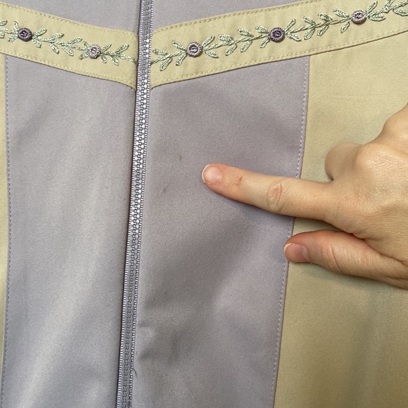 Vintage Jacket Women XL 22W Tan Pastels 90s Floral Embroidery Cottagecore Spring - Picture 16 of 16